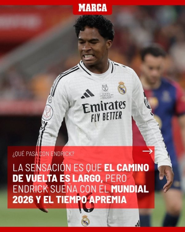 身价跌至3500万!19岁恩德里克赛季至今0出场,复健  后4场枯坐后备